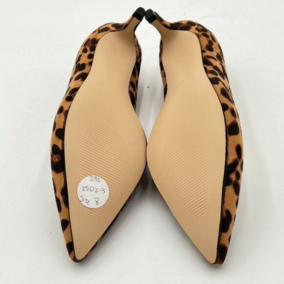 YDN Leopard Kitten Heel Pumps Pointed Toe Dress Shoes for Office Lady Soft Suede - Picture 6 of 8